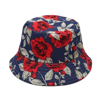 Speciālais rožu ziedu raksts, double-sided zvejnieka cepure dāmas atpūtas visus mača saules cepure āra baseina cepuri
