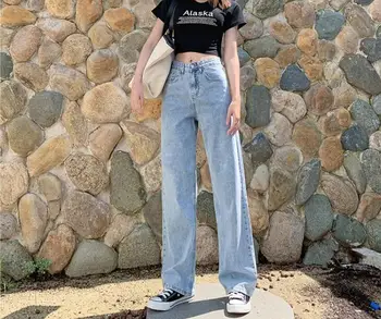 Sieviete Džinsi Ar Augstu Jostas Drēbes Plaša Kāju Džinsa Apģērbu Streetwear Vintage Kvalitātes 2020. Gada Vasaras Modes Harajuku Vaļīgas Bikses