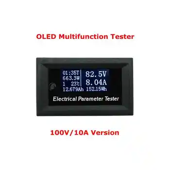 100V 10.A 7in1 OLED Daudzfunkciju Testeri Spriegumu Pašreizējais Laiks Temperatūras Jaudas Voltmetrs Ammeter Elektrības Skaitītājs