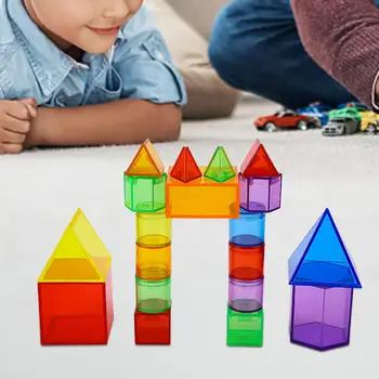 12Pcs Caurspīdīgs Modelis Bloki Matemātikas Mācību Maņu Rotaļlietas, Modeļi Krāsains Ģeometrija Palīgs Ģeometriskā Cietvielu Spēles Mājās