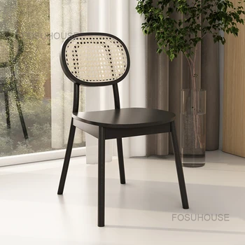 Dizains Rotangpalmas Atpakaļ Āra Krēsli Mūsdienu Retro masīvkoka Ēdamistabas Krēsls Dārza Rotangpalmas Atzveltni Kempings Mēbeles WW50