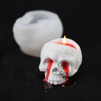 3D Galvaskausa Svečturis Silikona Veidnē Pomādes Kūka Pelējuma Sveķu Apmetums, Šokolādes, Sveces, Konfektes, Pelējuma