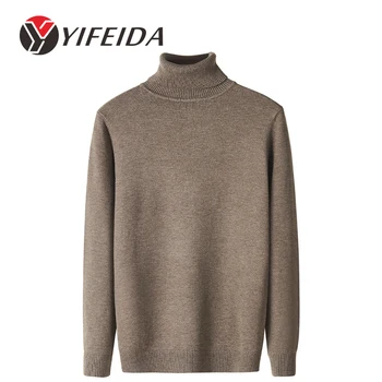 Augsta apkakle vīriešu liels, biezs džemperis gadījuma rudens un ziemas modes biznesa Slim zemāko krekls topi trikotāžas džemperis