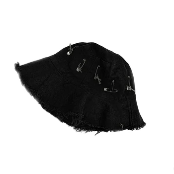 1 GAB Cietas Krāsas Unisex Vasaras Kausa Klp Gothic Black Hat Grunge Malām Zvejnieka Cepure UV Aizsardzību, Saules Cepures, lai Āra Aktivitātes