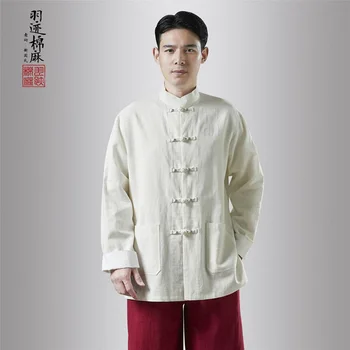 Ķīniešu Stila Vīriešu New Tang Uzvalks Zaudēt Retro Tunika Pāris Veļa Jaka Tradicionālā Ķīniešu Apģērbi Vīriešiem