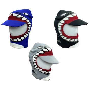 Smieklīgi Adīt Haizivs Beanie Cepure Ziemas Gadījuma Slēpošanas Cepures Zvejas Silts Turot Cepuri