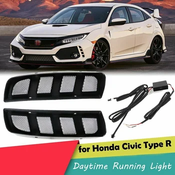 3 Krāsas, LED dienas gaitas lukturi Dienas Gaitas Gaismas, Miglas Lukturi Honda Civic Type R 2016-2020