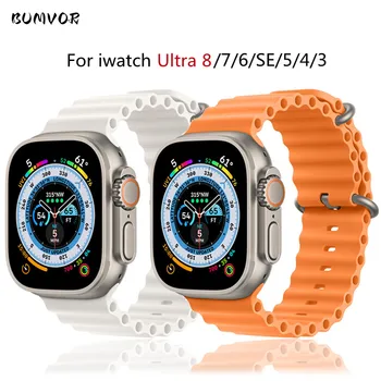 Okeāna Band Apple Skatīties Ultra Sērija 8 7 6 5 4 3 Silikona Siksna iWatch 49mm 44mm 45mm 38 40 41 42mm Smartwatch Piederumi