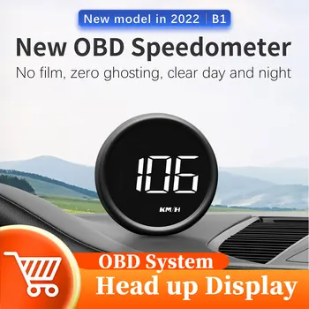 2022NEW B1 Head up Displejs Projektoru Signalizācijas EOBD OBD2 HUD Ūdens Temprature Sprieguma SpeedFuel Patēriņu, Auto Piederumi