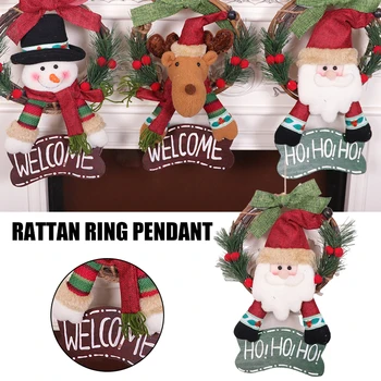 Ziemassvētku Vainags Durvīm Laipni Zīme Dekoru ar Santa/Sniegavīrs/Elk Lelle Karājās Mājas Puse Vainags Sienas Logu MAZI888