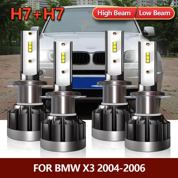 4x High Low LED Lukturu Spuldzes H7 Combo Staru Lampu Komplekts Auto Konversijas Balts BMW X3 2004 2005 2006