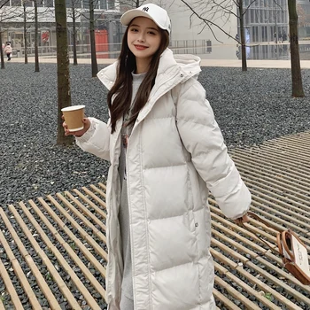 Dūnu jaka sievietēm korejas zaudēt ziemas biezs mētelis vidū-garums ir 2021. jaunas ziemas apģērbu