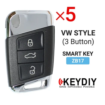 5x KEYDIY KD Universālais Smart Tuvumā Tālvadības Atslēgu VW Stilu, 3 Pogas ZB17